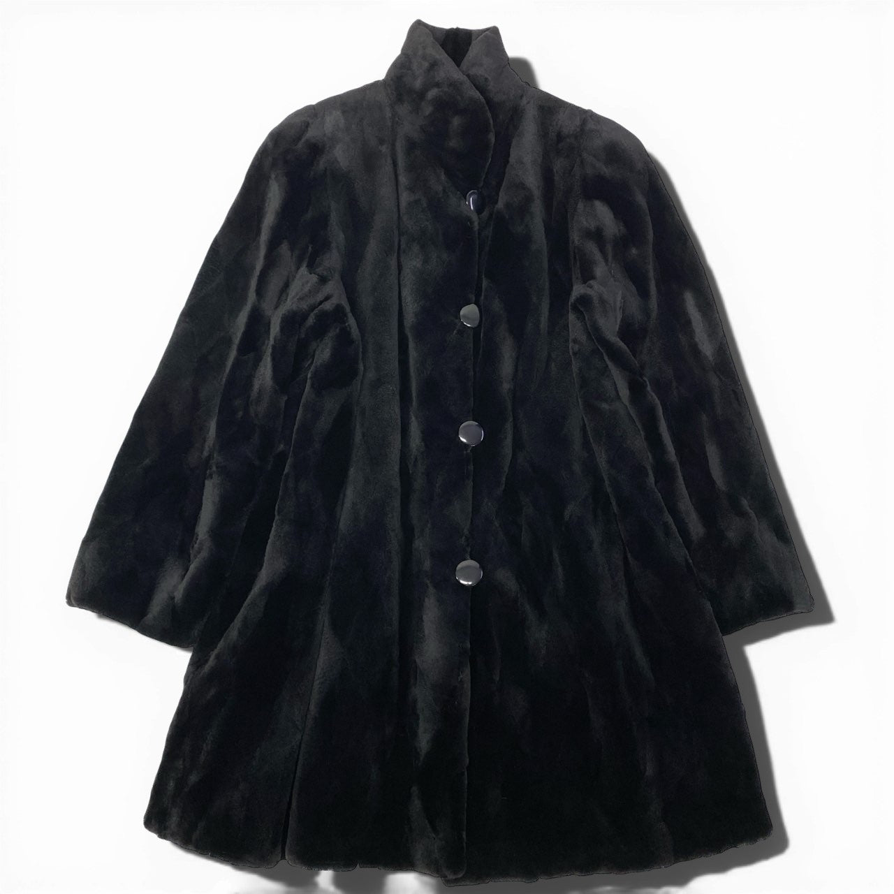84a14 シェアードミンク ミンクコート 毛皮コート リバーシブル ダイヤ模様 F ブラック系 ミンクファー ダークミンクt18r
