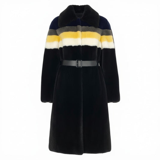 Ec31 《未使用》 LOUIS VUITTON ルイヴィトン 本毛皮 ミンクファー ロングコート Mink Fur Long Coat サイズ34 ブラック フランス製 裏地シルク ベルト付t18r