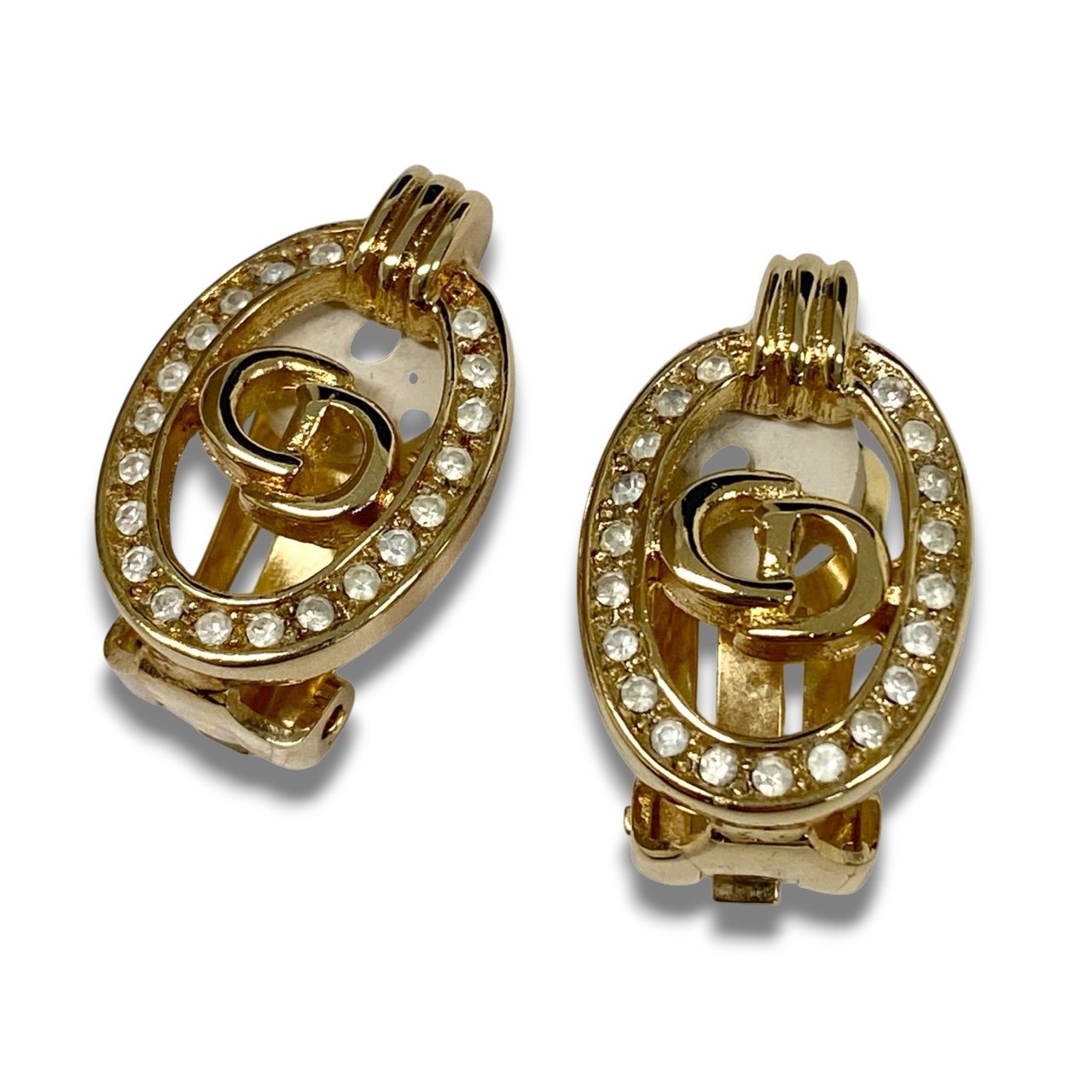 c3 Christian Dior クリスチャンディオール necklace and earring set with CD logo and rhinestonesta2