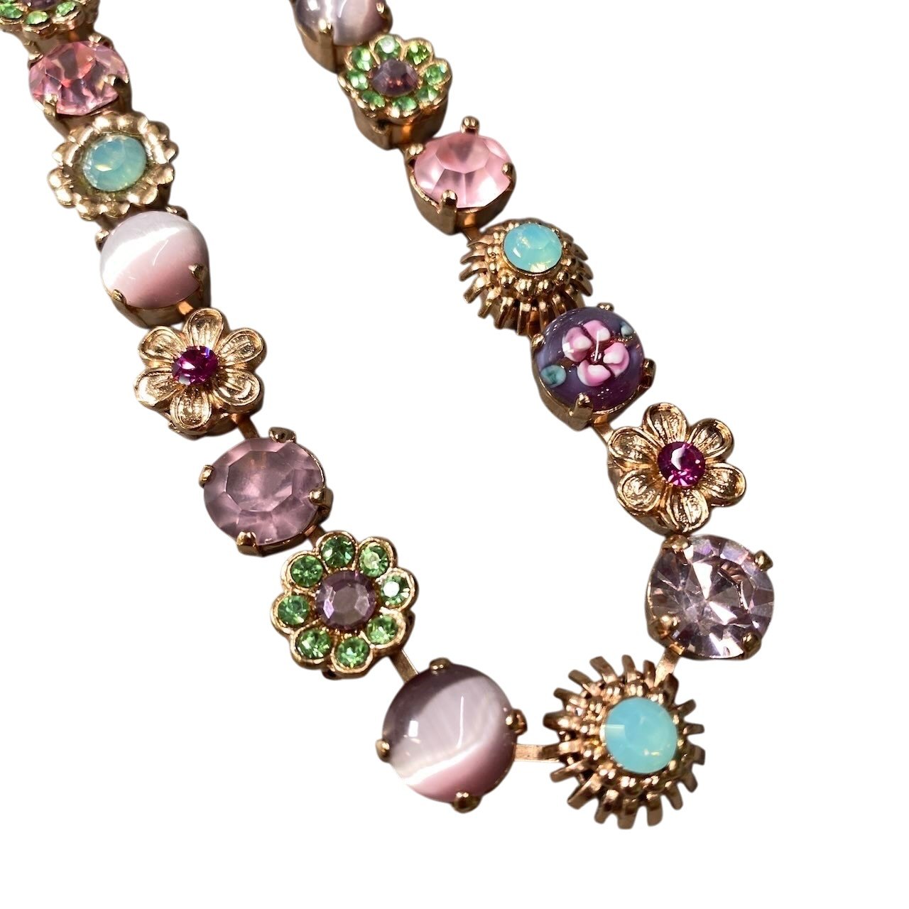 h11 15 《美品》 Mariana マリアナ 天然石 × クリスタル ビジュー ピンク アクセサリー ジュエリー アンティークt18r