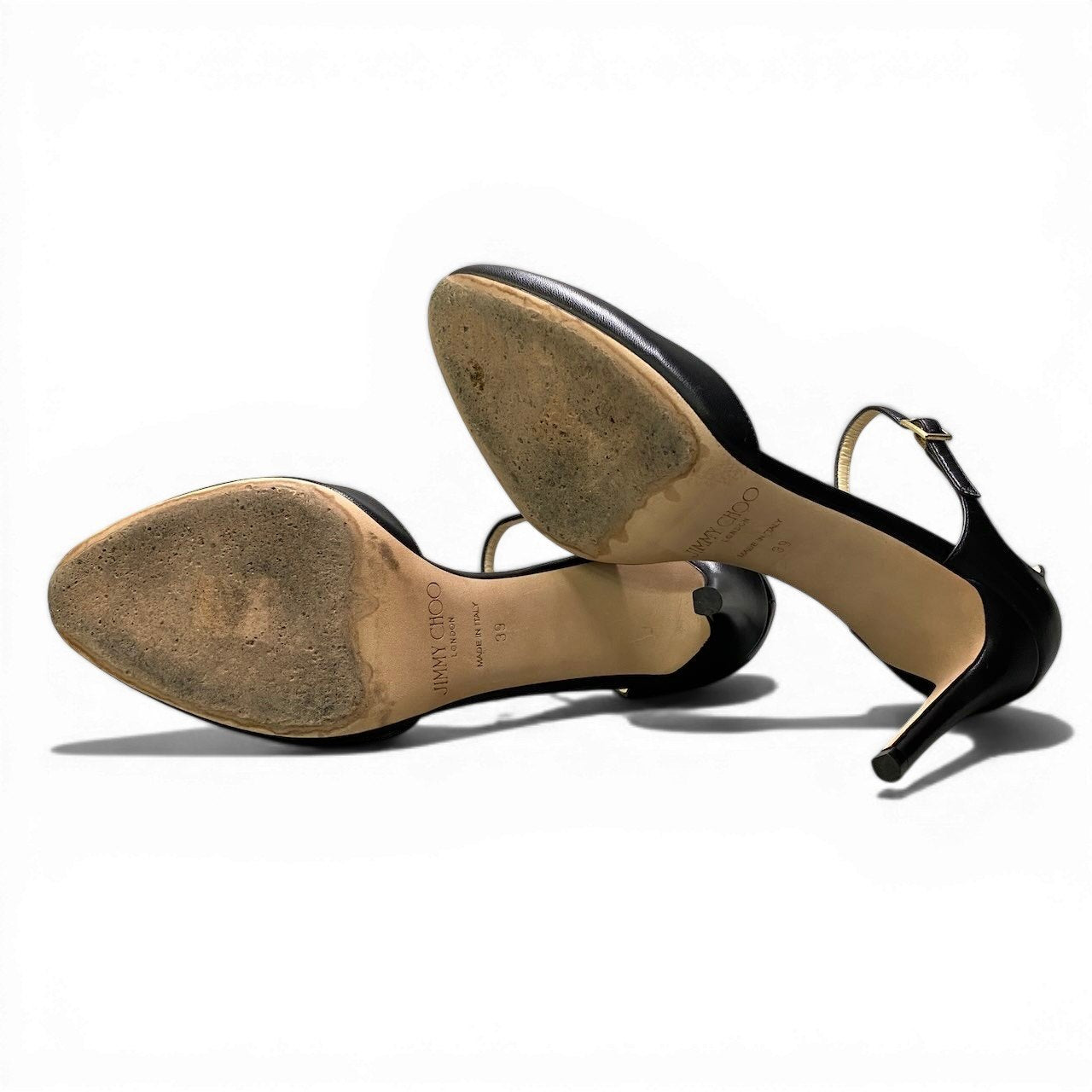 Ad2 【未使用】JIMMY CHOO ジミーチュウ MARNY 85 レザーパンプス サイズ39 ブラック レディースta1