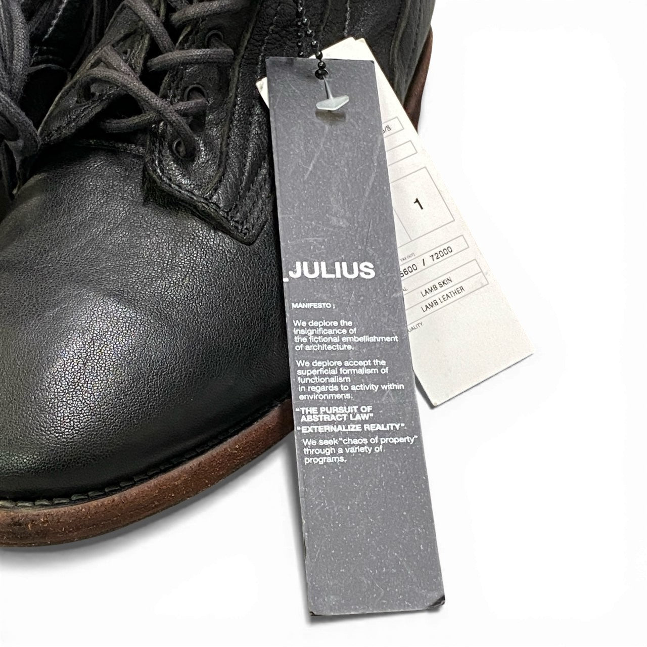 1a22 JULIUS ユリウス Back Zip Leather Boots バックジップレザーブーツ サイズ1 ブラック レザー タグ付属t18r