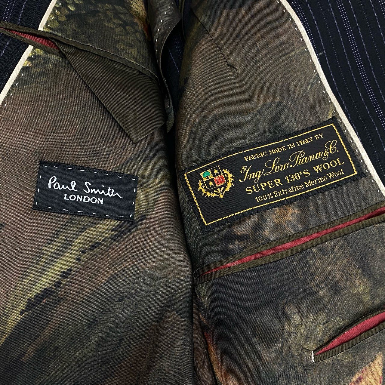 69L17 Paul Smith LONDON ポールスミス シングルスーツジャケット ストライプ柄 ロロピアーナ生地 M2 ブラック レディース 女性用u02t