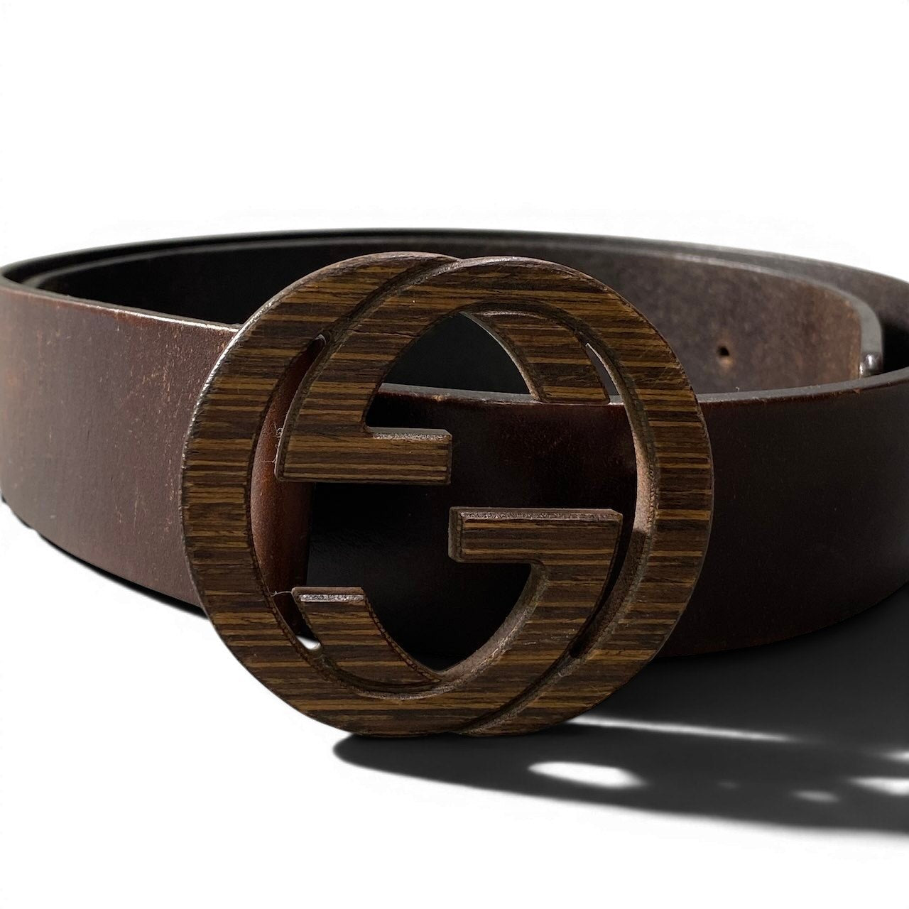 f10 GUCCI グッチ GGマーモント インターロッキングG レザーベルト 268235 ブラウンk02i