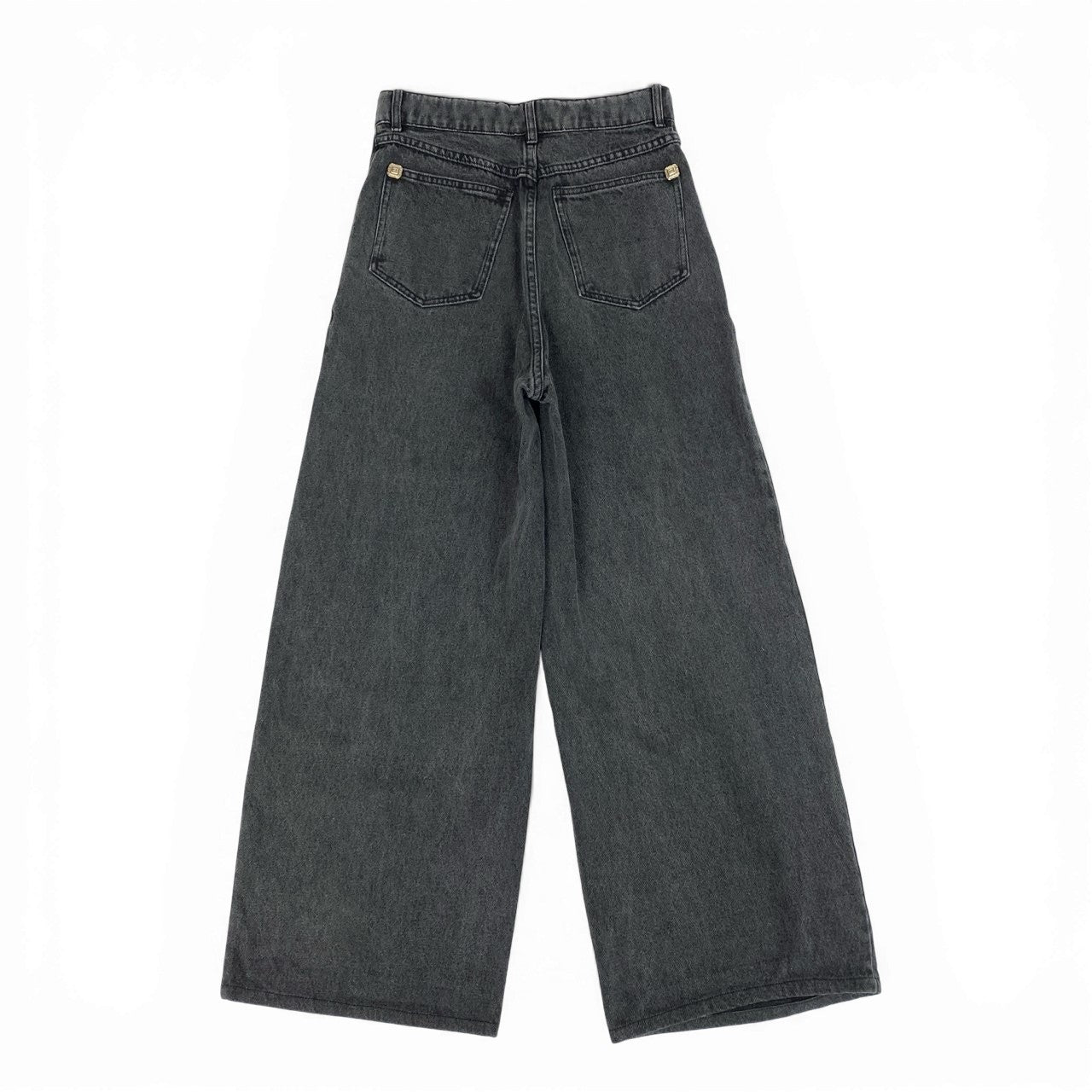 71a23 CHANEL シャネル 2020年 ライオンボタン ワイド デニムパンツ ジーパン P64403 サイズ38 グレー系 コットン レディースta2