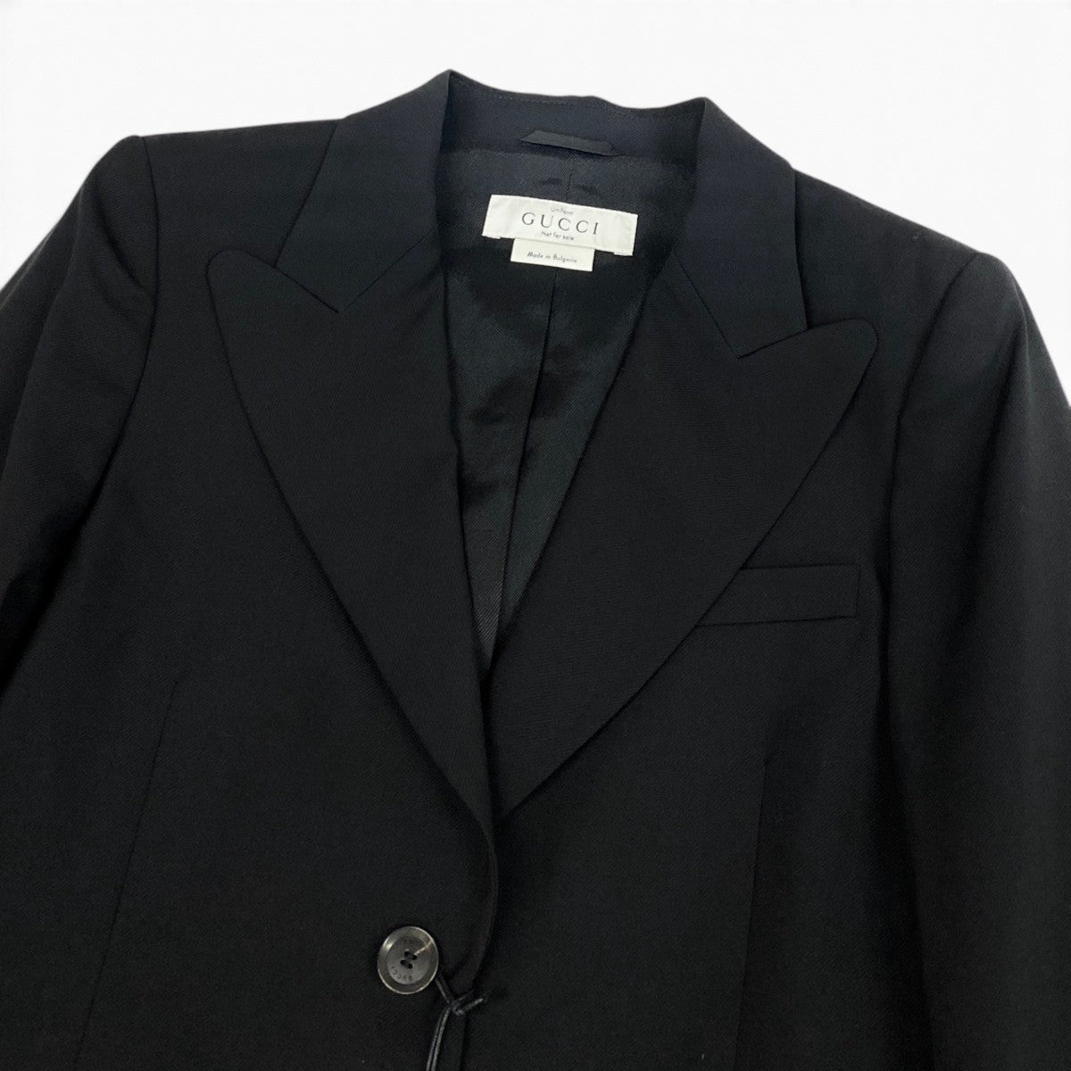 i19 E タグ付 GUCCI グッチ GUCCI UNIFORM テーラードジャケット ピークドラペル 40 ブラック ウール レディースo07t