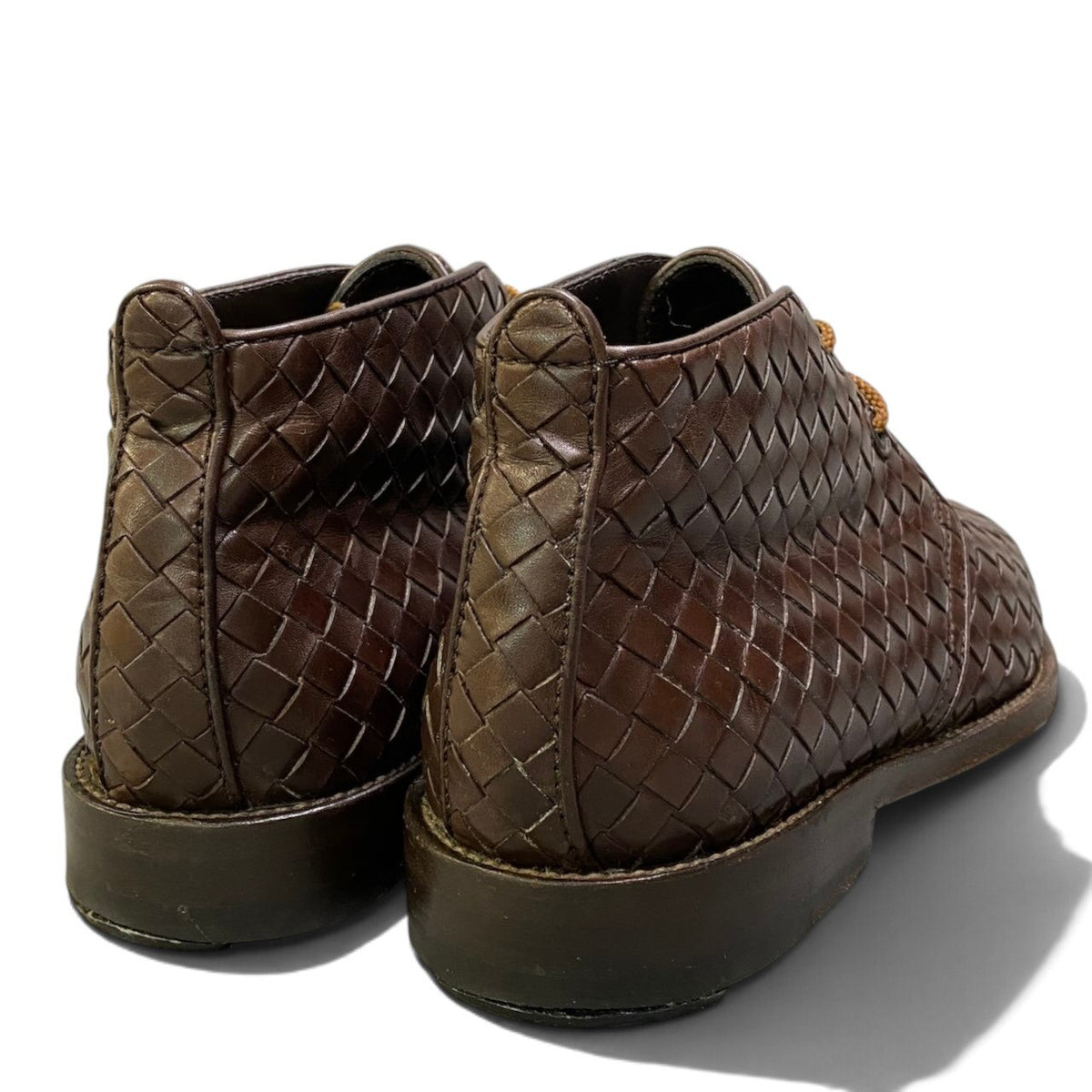 1j2 BOTTEGA VENETA ボッテガヴェネタ チャッカブーツ イントレチャート レザーシューズ イタリア製 38 1/2サイズ ブラウン レザー メンズ 男性用u02t