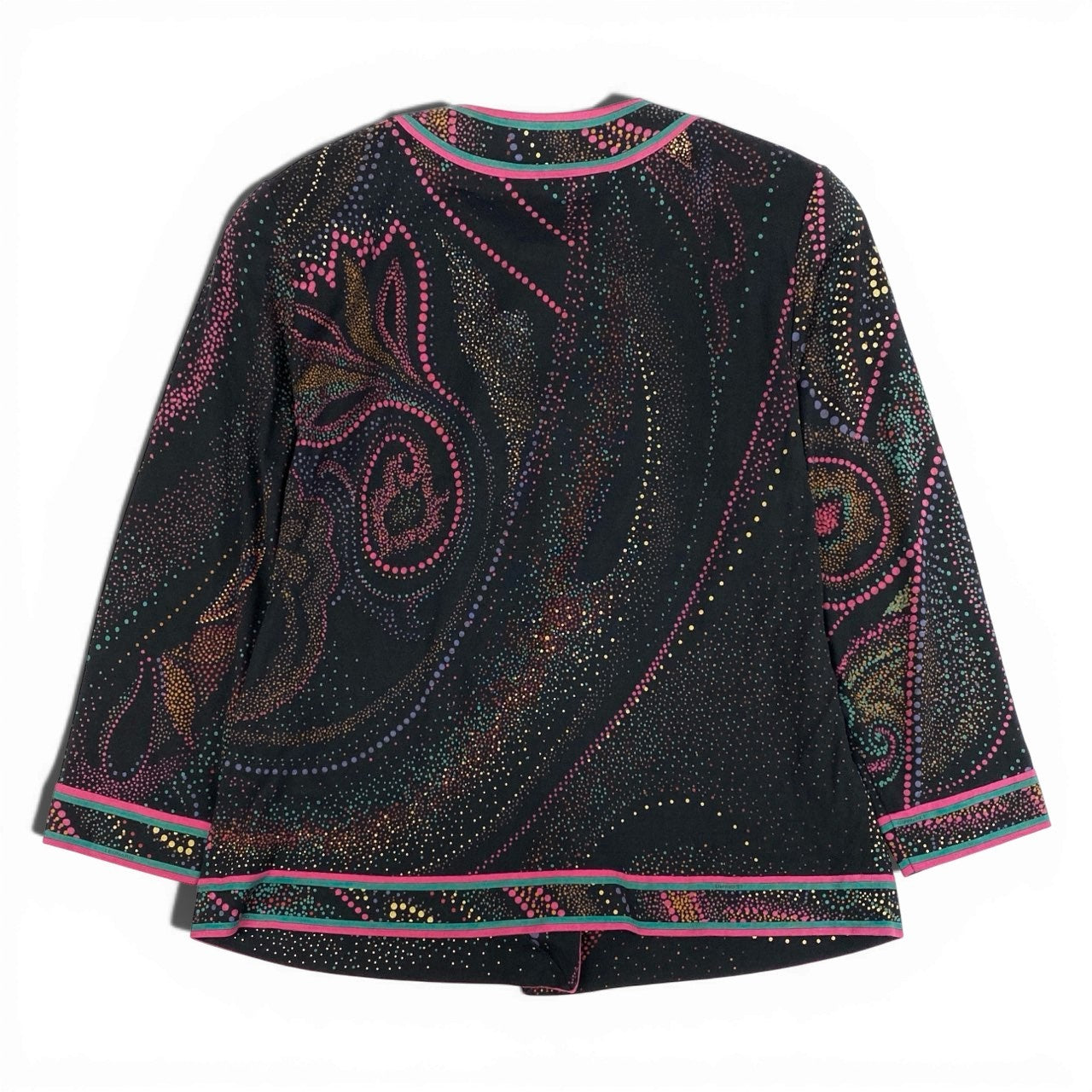 35a30 【美品】LEONARD レオナール 長袖カーディガン  トップスカットソー 総柄プリント 0349128 Lサイズ マルチカラー レディース 女性用o07t