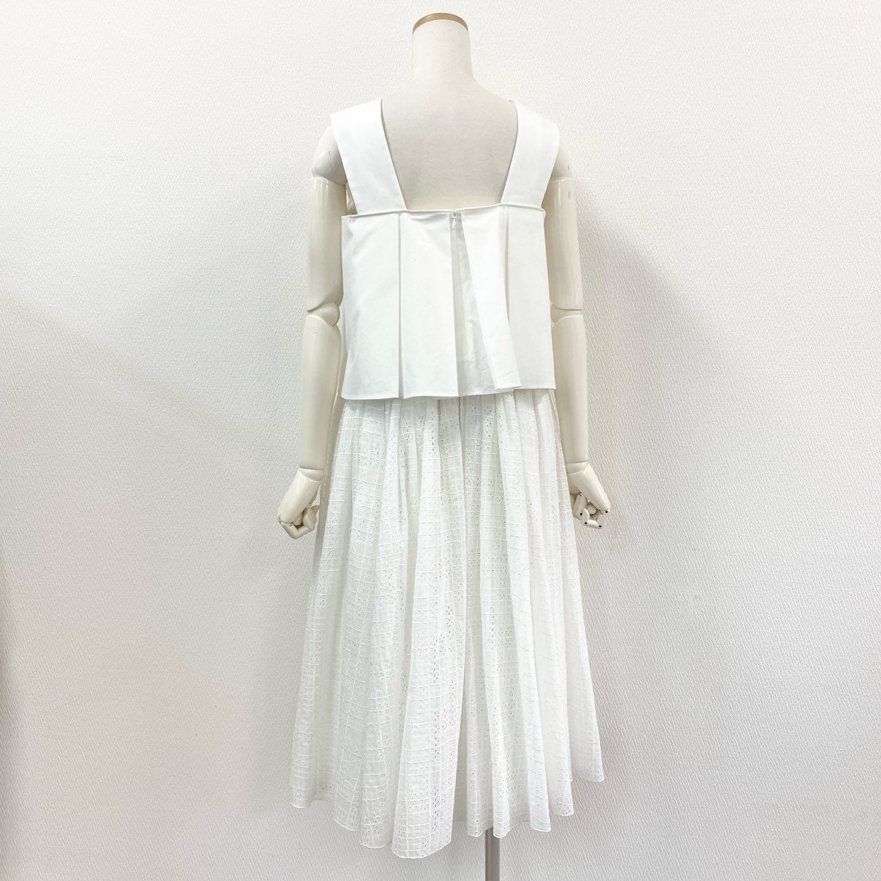 74l25 6 FOXEY フォクシー 40443 ドレスワンピース ノースリーブワンピース 総レース刺繍スカート サイズ40 ホワイト レディース 日本製