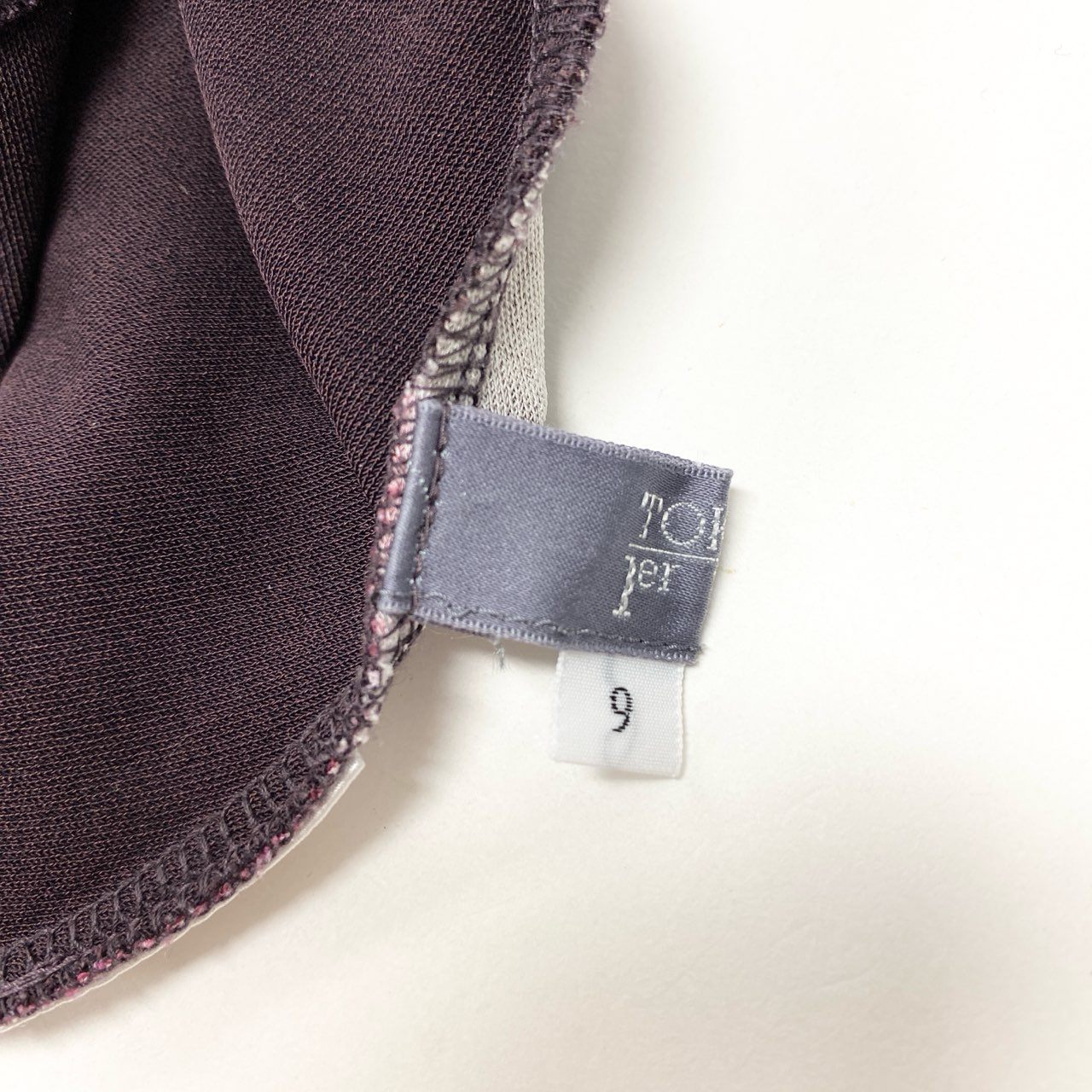 14c2 TOKUKO 1er VOL トクコプルミエヴォル ロングスリーブ チュニックワンピース アシンメトリー 花柄プリント ストレッチ レディース 女性服 サイズ9 パープルu02t