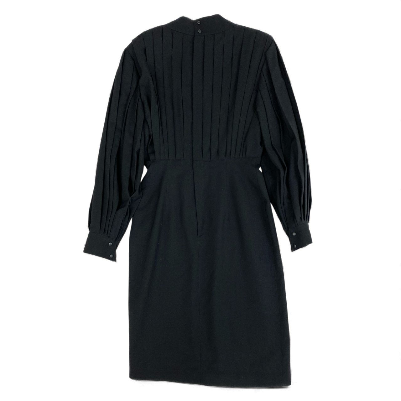 1L12 Thierry Mugler ティエリーミュ－グレー vintage 変形ワンピース タックプリーツ ロングワンピース 長袖 9 ブラック ウール レディース 女性用u02t