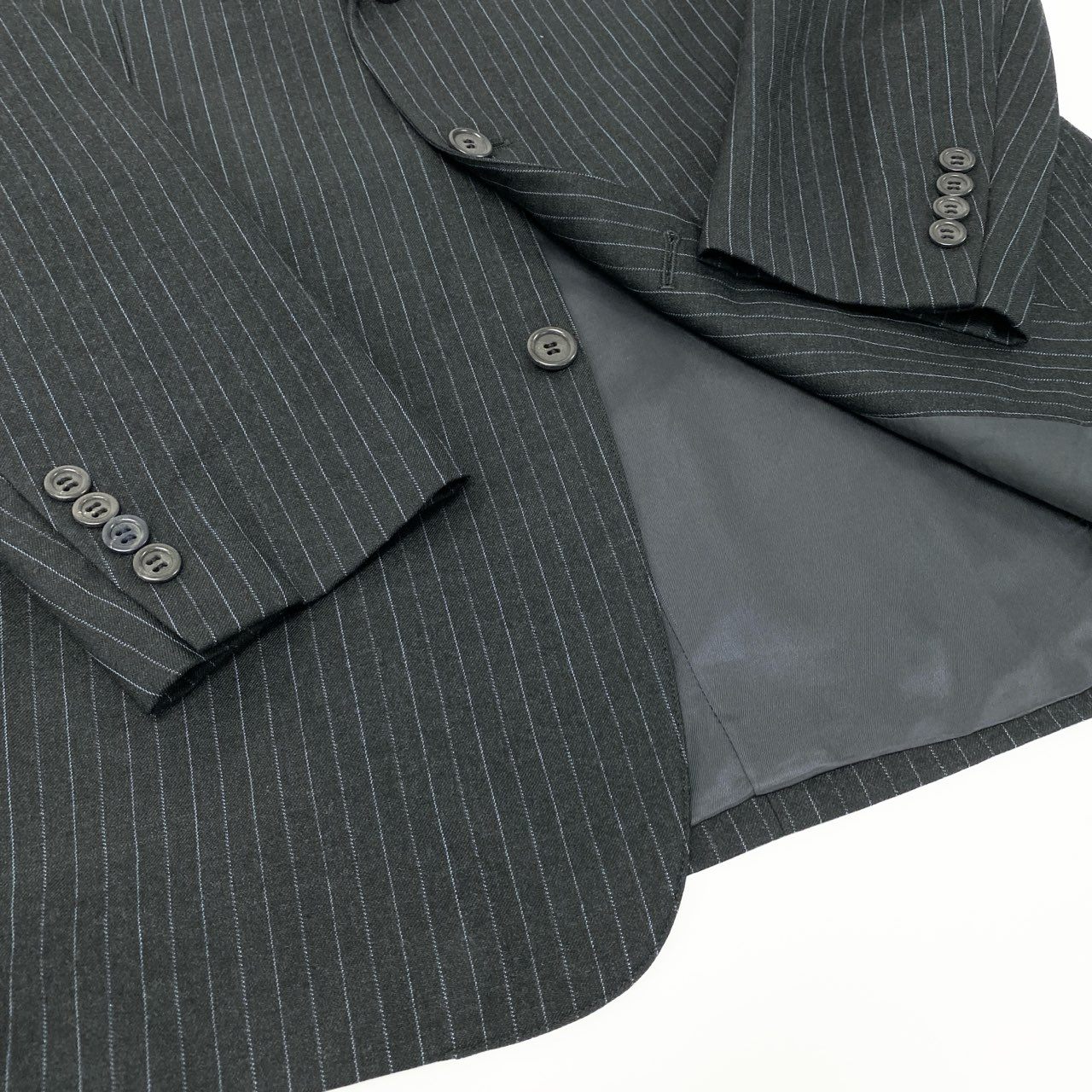 51Ⅼ2 Brooks Brothers ブルックスブラザーズ セットアップスーツ シングル 3B ストライプ柄 ウール混 メンズ 紳士服 ビジネス 40REG ブラックu02t