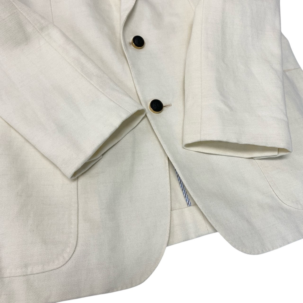 14c5 LOUIS VUITTON ルイヴィトン LVロゴボタン コットンリネン 金ボタン ブレザー テーラードジャケット サイズ50 ホワイト系(生成り) メンズ 男性用 サマージャケットk02i