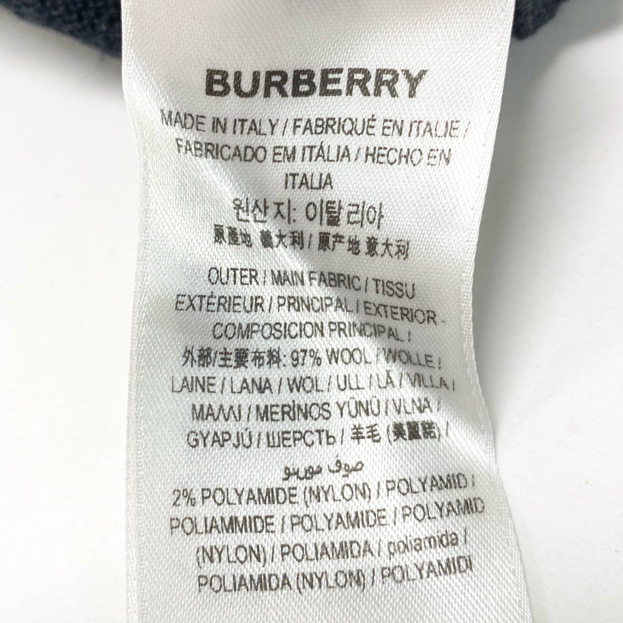 82a29 BURBERRY LONDON ENGLAND バーバリー ロンドンイングランド 長袖ニットセーター 胸元ブランドロゴ トップス イタリア製 Lサイズ ブラック ホワイト メンズ 男性用o07t