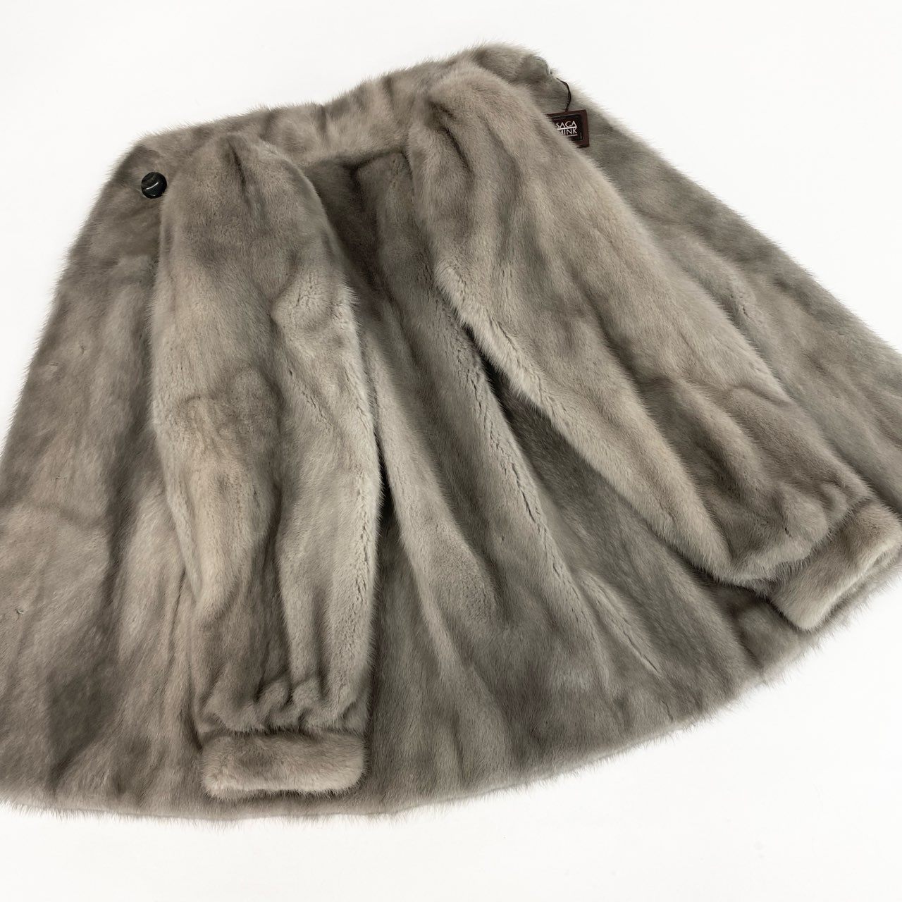26L5 MUTUS SAGA MINK サガミンク 銀サガ サファイアミンク ファーコート サイズ9号 シルバーグレー 最高級本毛皮 MINK FUR ポケット有t18r