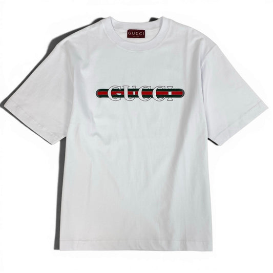 Me25 GUCCI グッチ シェリーライン フロントロゴ Tシャツ 半袖カットソー サイズS ホワイト メンズk02i