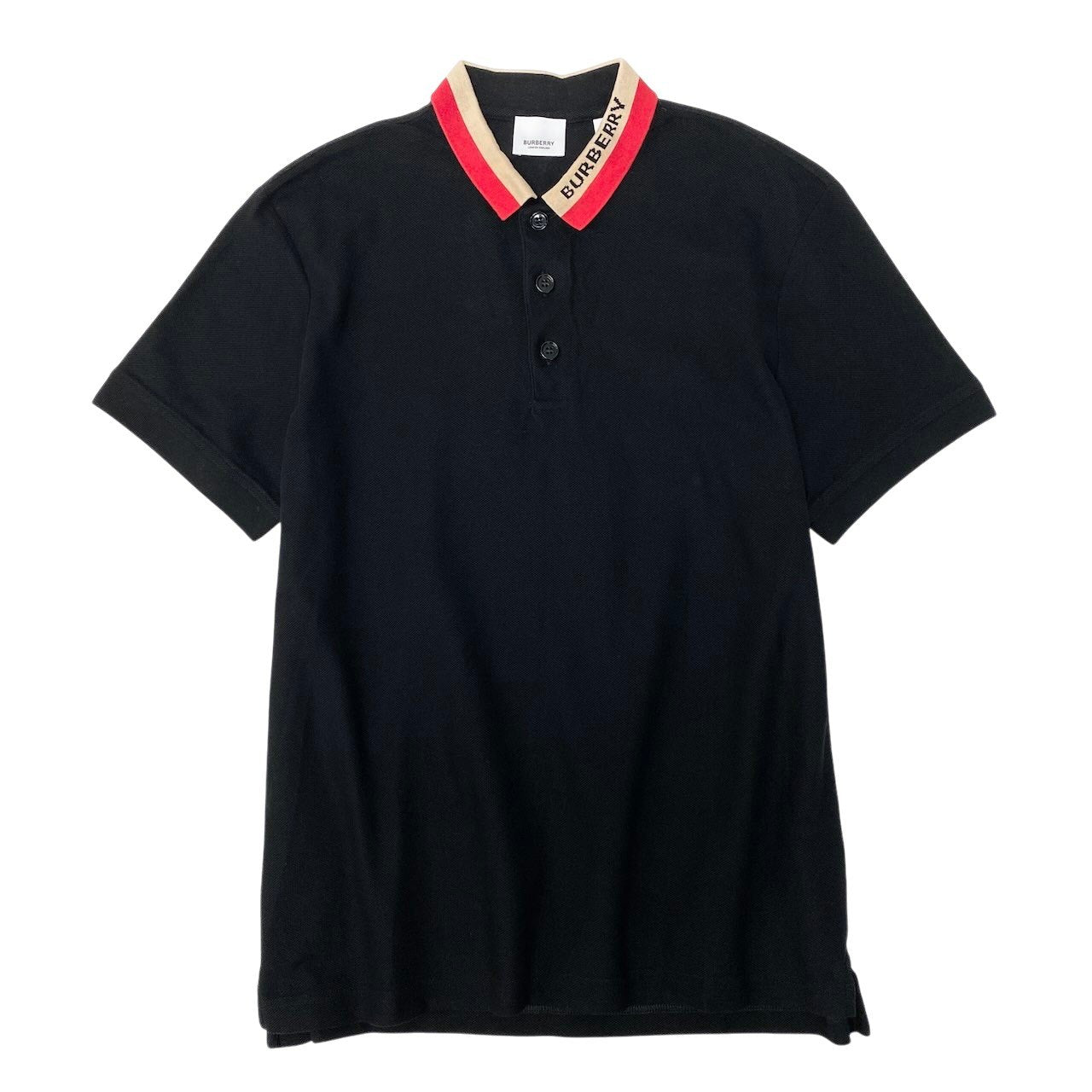86e1 BURBERRY LONDON ENGLAND バーバリー 2023ss EDNEY 半袖ポロシャツ カットソー ブランドロゴ 8039265 サイズM ブラック コットン100％ メンズ 紳士服u02t