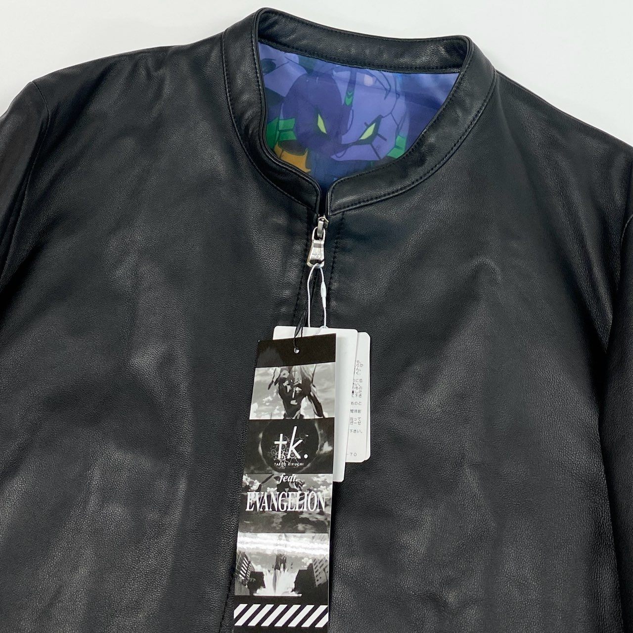 69i24 《未使用品》 TAKEO KIKUCHI タケオキクチ × EVANGELION エヴァンゲリオン ラムレザー シングルライダース ジャケット L ブラック シープスキン NERV 初号機 タグ付きt18r