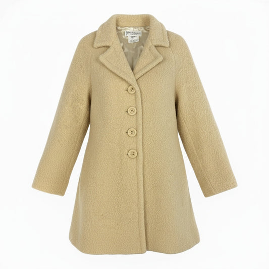 Ab13【美品】YvesSsintLaurent イヴサンローラン ヴィンテージ ボアコート フランス製 Shaggy Boa Coat 38サイズ ベージュ レディース 女性用ta1
