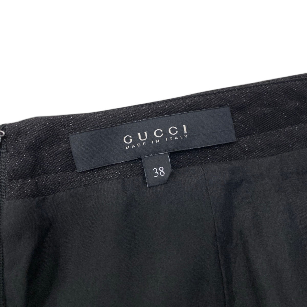 30j4 GUCCI グッチ 2009年 ミニスカート ラメ ジップデザイン イタリア製 38サイズ ブラック レディース 女性用u02t