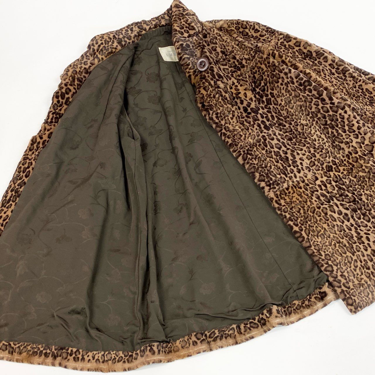 23a21 EMBA エンバ レオパード染め シェアードミンク ロングコート サイズF 茶系 本毛皮 Leopard Print Mink Fur Coatt18r