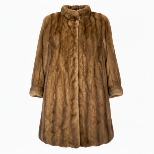 67a24 MOON BAT ムーンバット パステルミンク ロングコート サイズ9～11 茶系 本毛皮 Mink Fur Long Coat 毛質◎t18r