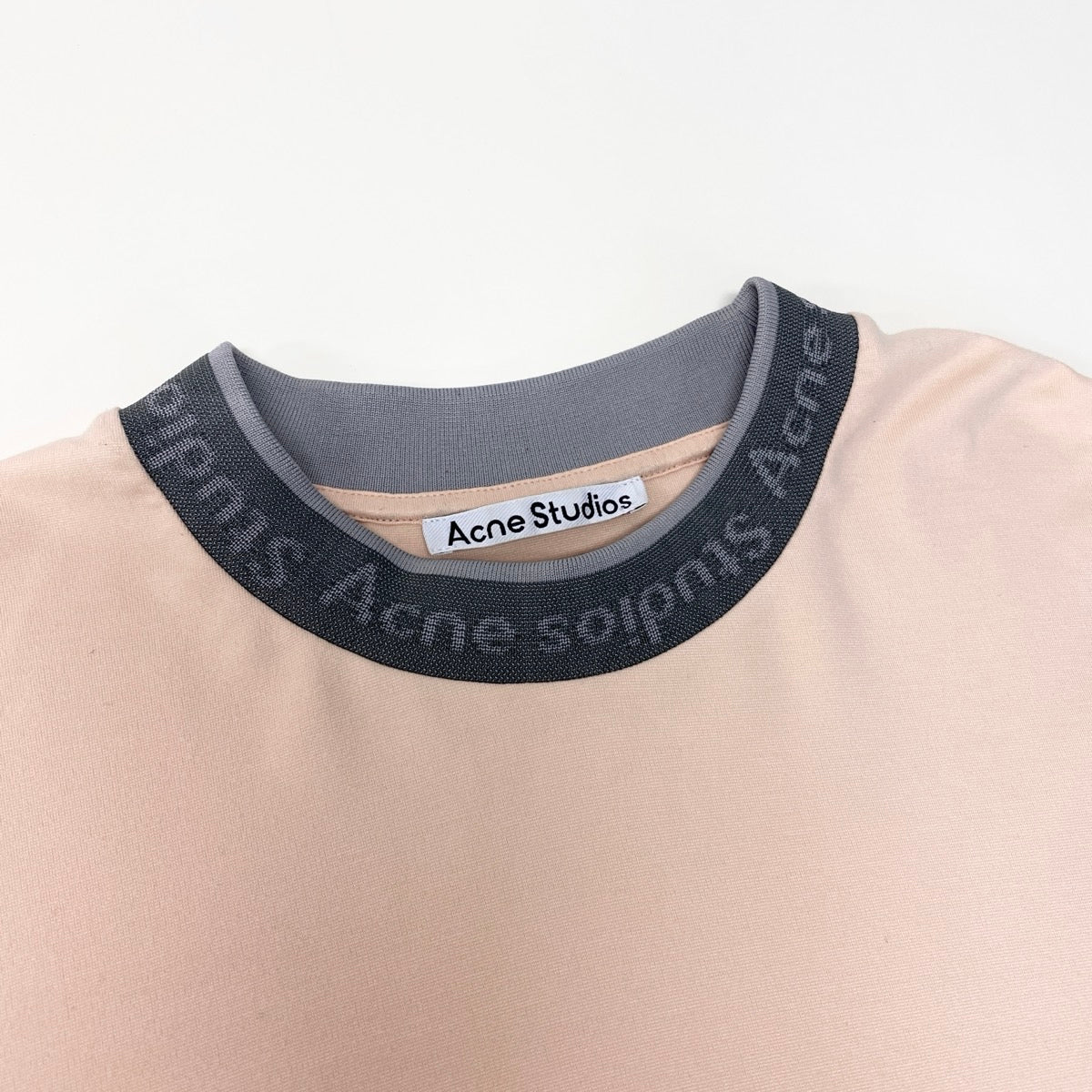 Mf24 Acne Studios アクネストゥディオス ロゴカラー 半袖Tシャツプルオーバー BL282 サイズL クリームベージュ メンズo07t
