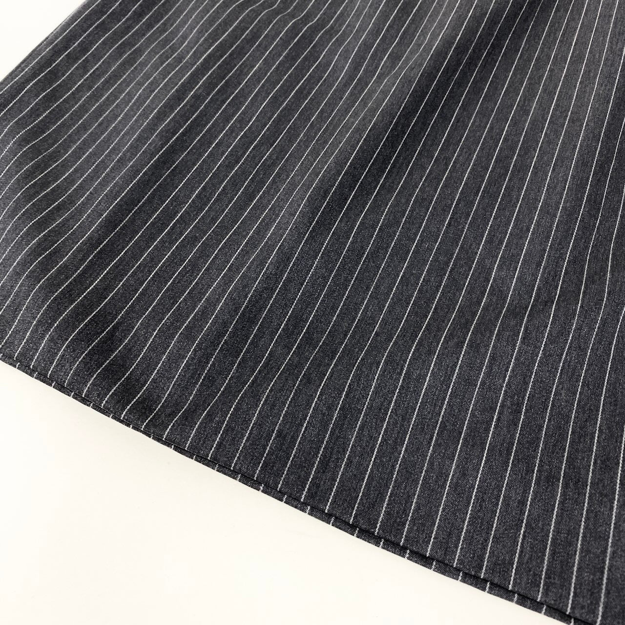Hf8 【美品】 CELINE セリーヌ セットアップ スカートスーツ ストライプ柄  サイズ38 グレー ウール100％ レディース 女性用k02i
