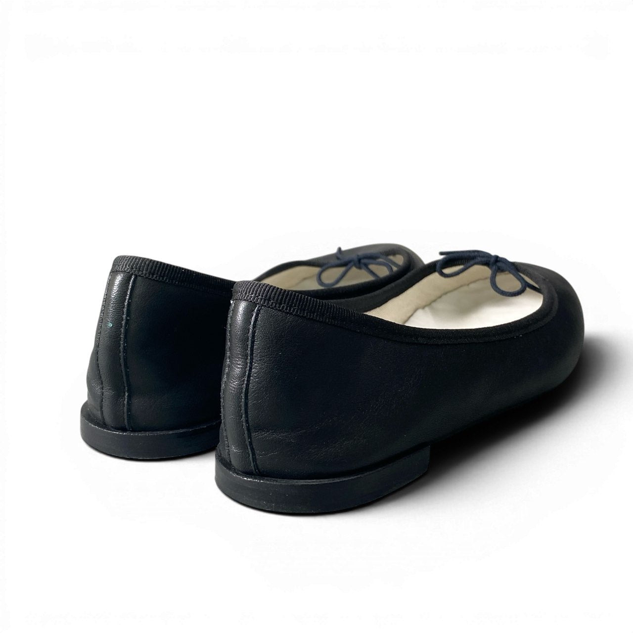 1d23 repetto レペット フラットシューズ バレエシューズ バレリーナ リボン レザー フランス製 39 1/2 ブラック レディース 女性靴k02i