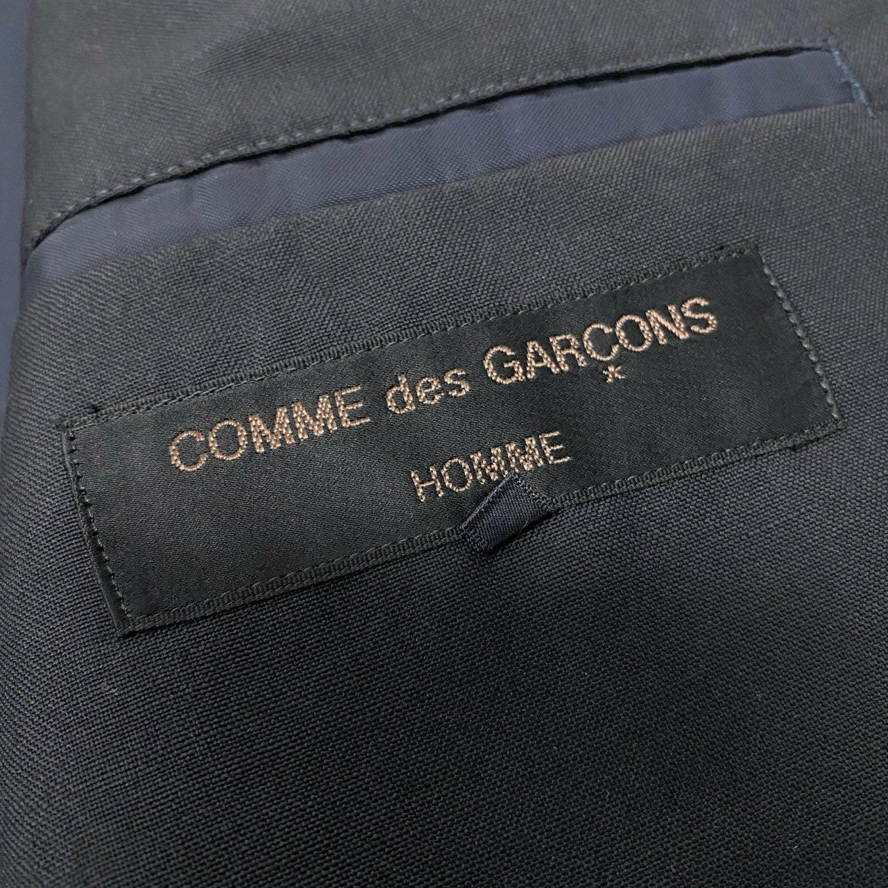 53b22 COMME des GARCONS HOMME コムデギャルソンオム 90s テーラードジャケット ブレザー モヘア混 S ダークネイビー メンズu02t