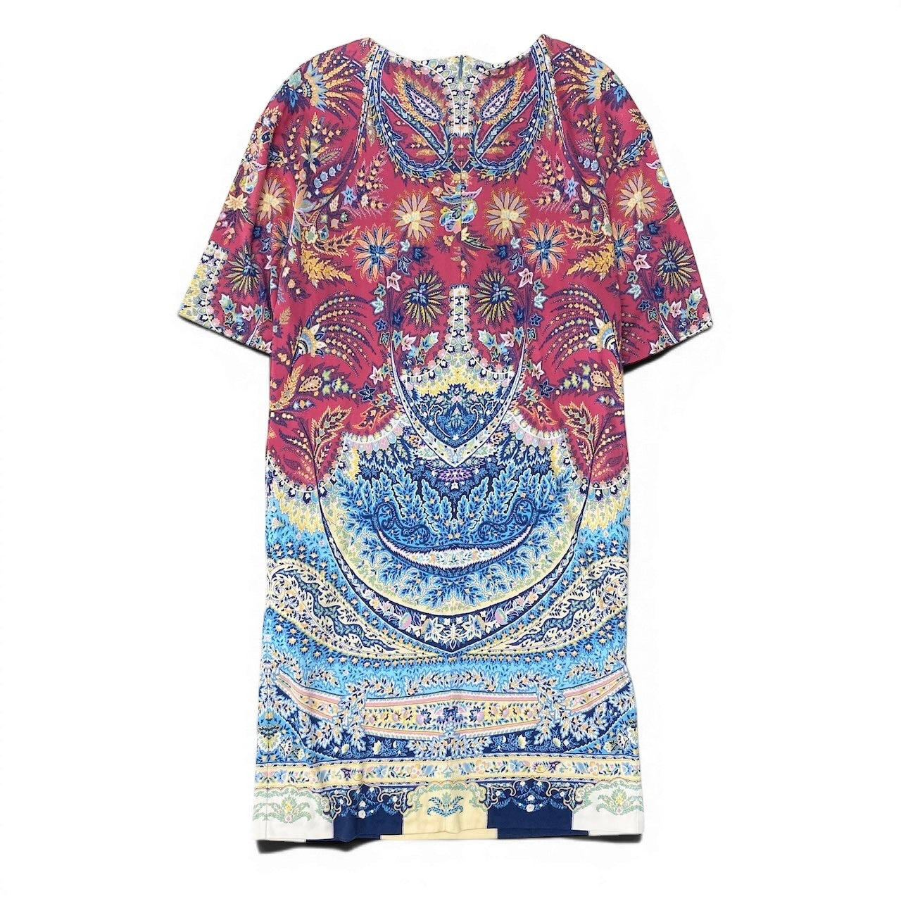 84e29 ETRO エトロ ショートスリーブ シルクワンピース ペイズリー柄 花柄プリント マルチカラー レディース 女性服o07t