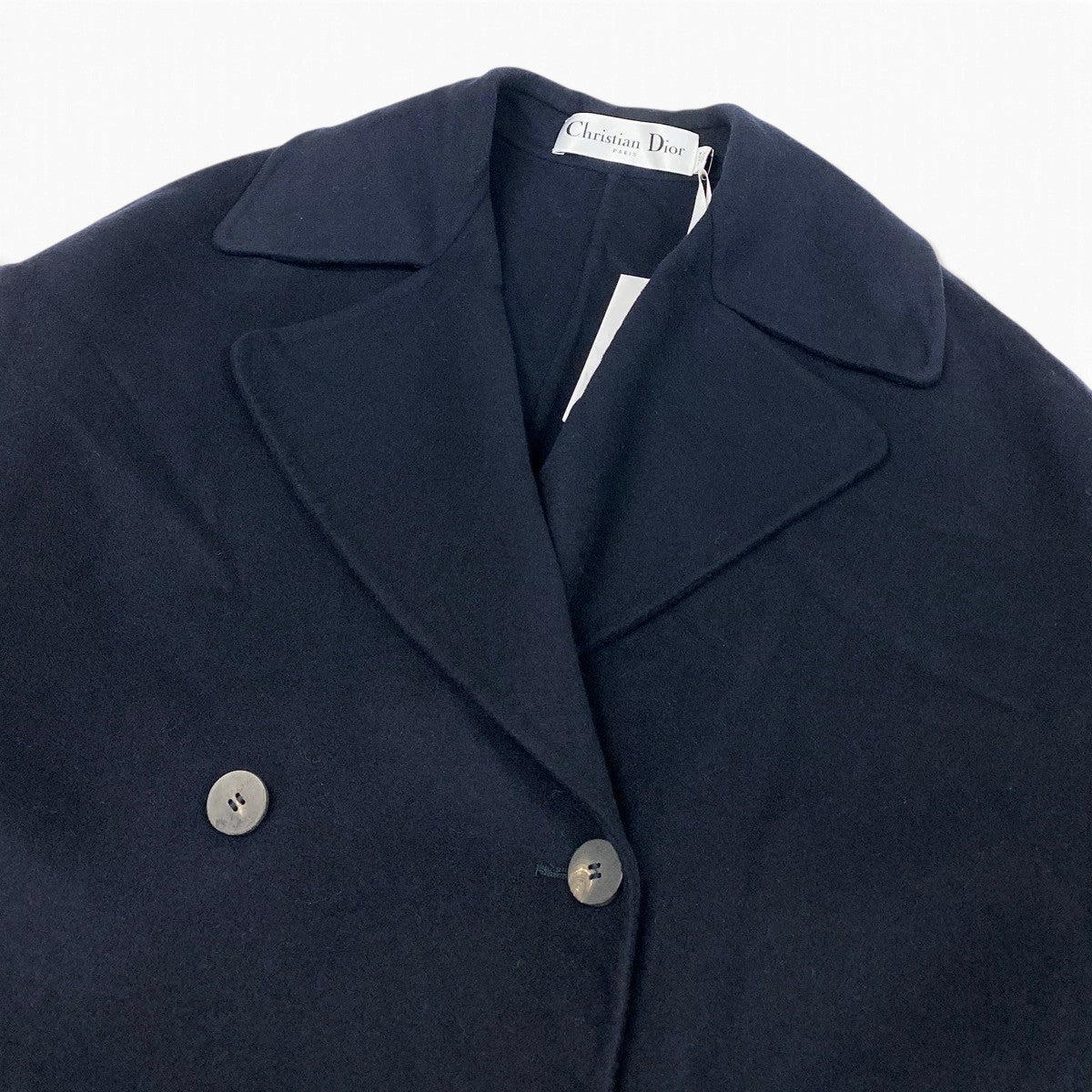 j9 【極美品】Christian Dior ダブルコート カシミヤロングコート 40サイズ ダークネイビー カシミヤ100％ レディース 女性用k02i