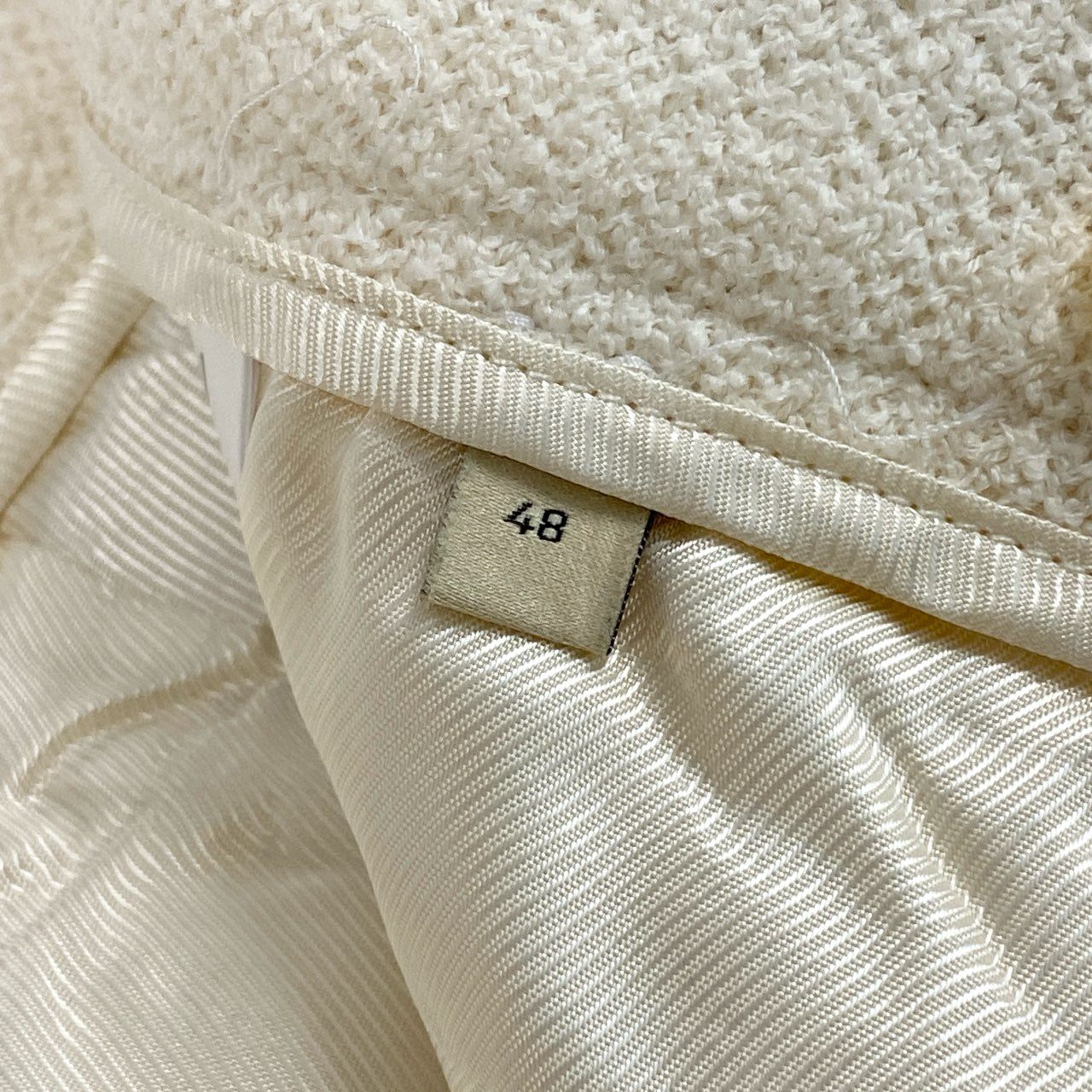 64b11【美品】GUCCI グッチ ツイードスラックスパンツ サイドライン インターロッキングG ボトムパンツ 48サイズ アイボリー メンズ 男性用k02i