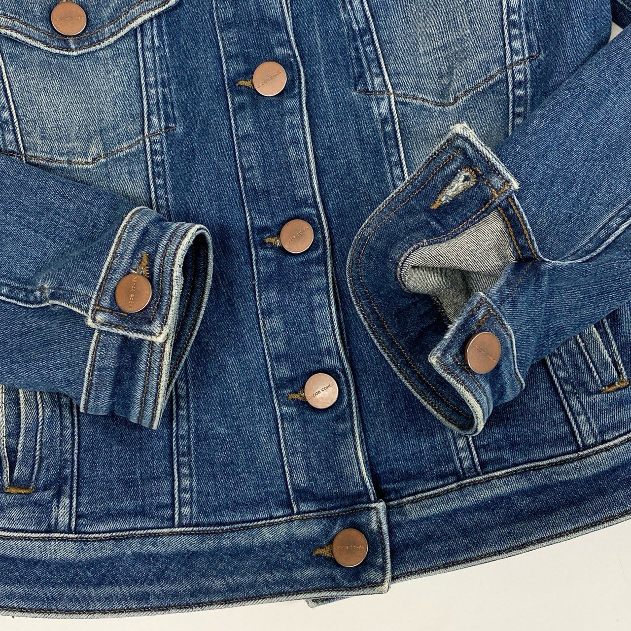 39L15 JACOB COHEN ヤコブコーエン ヴィンテージウォッシュ ストレッチデニムジャケット アウター Sサイズ相当 インディゴ レディースo07t