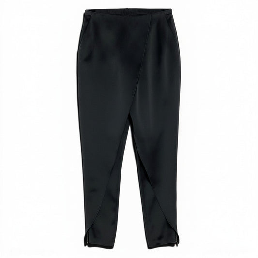 39d14 GIORGIO ARMANI ジョルジオアルマーニ シルクパンツ 変形パンツ ボトムス テーパードパンツ サイズ40 ブラック シルク100％ レディース 女性用o07t