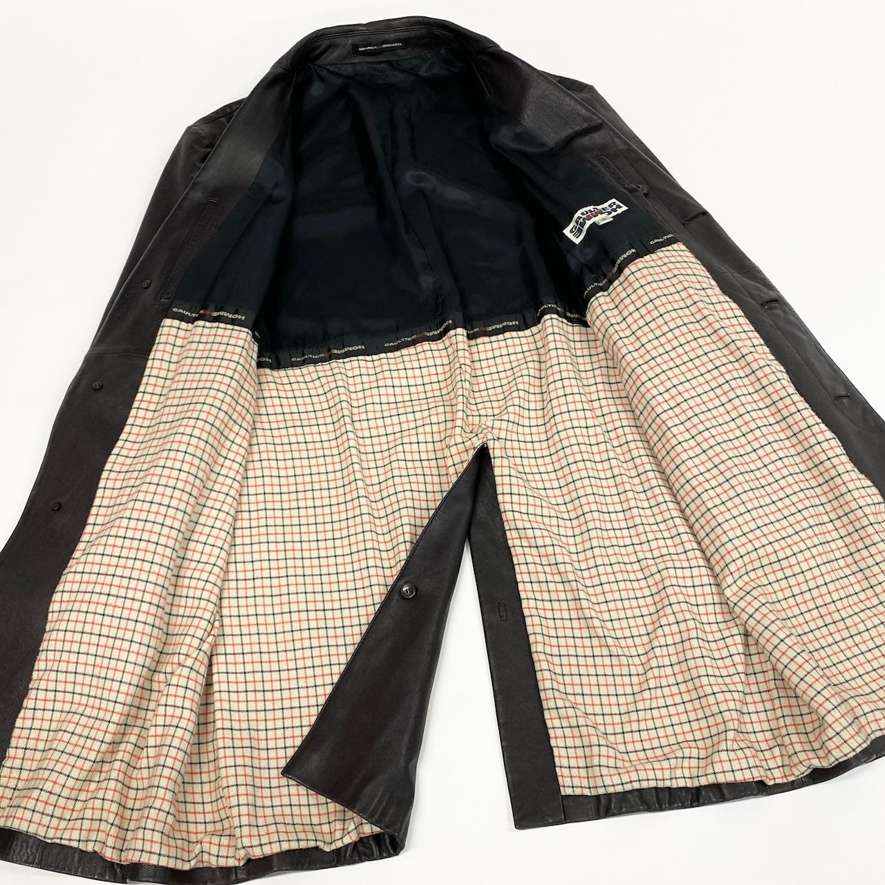25e14 Jean Paul Gaultier HOMME objet ジャンポールゴルチエ オム ウールライナー ラムレザー オーバーレザーコート サイズ50 ダークブラウン メンズk02i