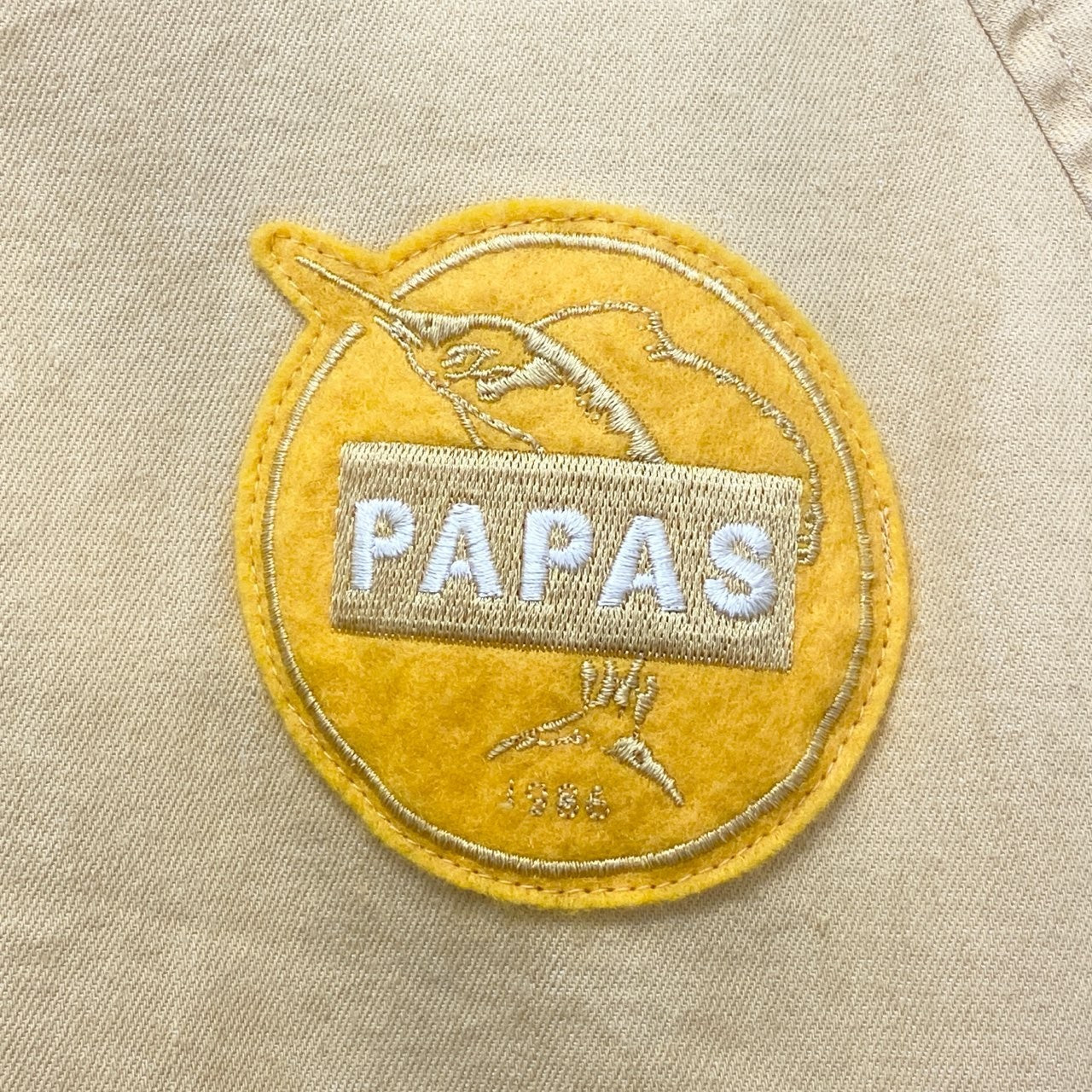24c16 Papas パパス ジップアップブルゾン ジャケット ワッペン S イエロー コットンリネン メンズu02t