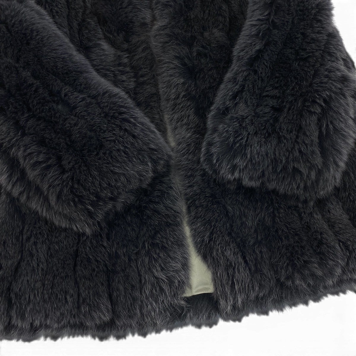 52f10 SAGA FOX サガフォックス 金サガ 最高級 染めフォックスファーコート サイズF ブラック 本毛皮 Fox Fur Coatt18r