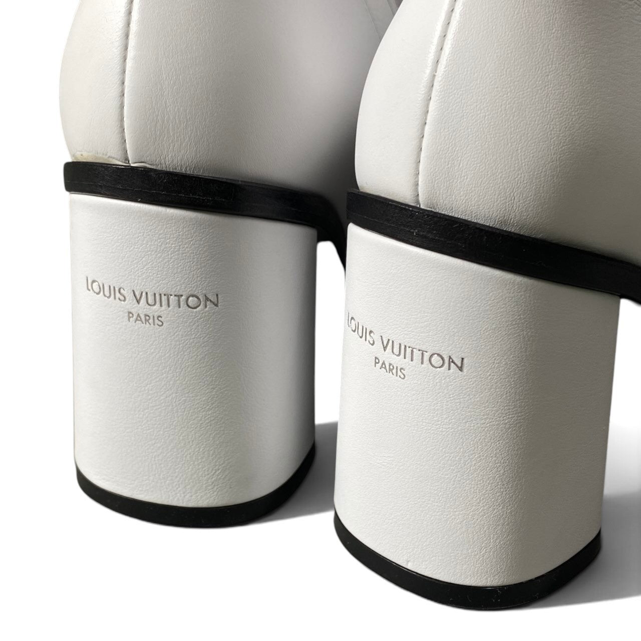 h12 【極美品】LOUIS VUITTON ベルリンライン チャンキーヒールブーツ 37サイズ ホワイト レザー レディース 女性用k02i