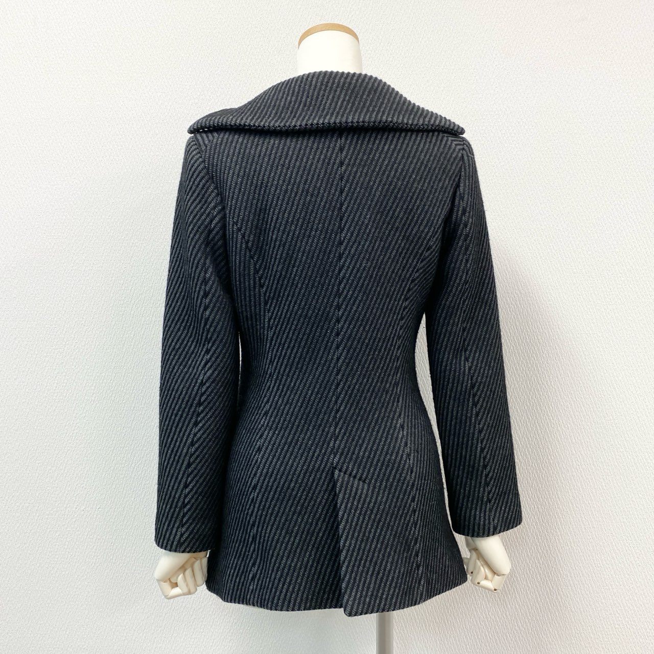 74i8 Vivienne Westwood RED LABEL ヴィヴィアンウエストウッド レッドレーベル 日本製 オーブボタン デザイン ウールコート ピーコート ジャケット 2 グレー ブラック レディースk02i