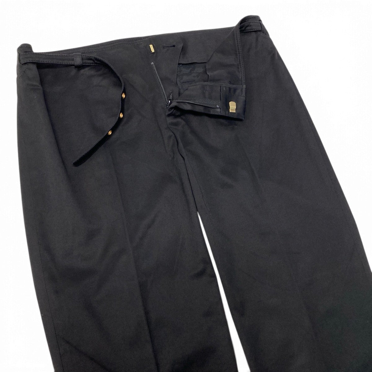 66j4 GUCCI グッチ 2005年 スラックス ベルトデザイン イタリア製 38サイズ ブラック レディース 女性用u02t