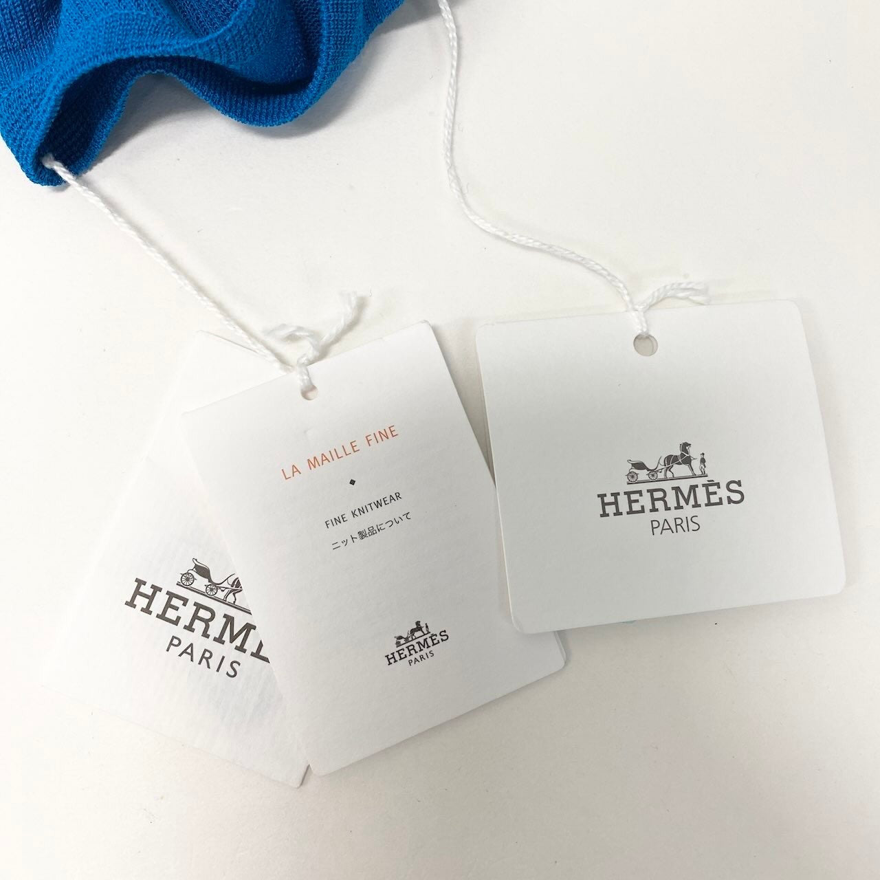 80c10 【未使用タグ付き】HERMES エルメス コットンシルク ニットキャミソール トップス サイズ38 ブルー レディースk02i