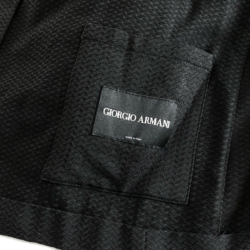 31d27 イタリア製 GIORGIO ARMANI ジョルジオアルマーニ 黒タグ テーラードジャケット ブレザーブラック 総柄 メンズ 紳士服