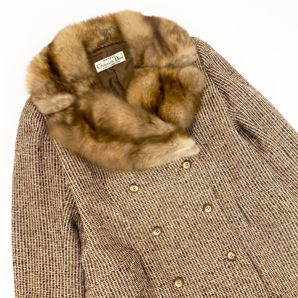 3l27 Christian Dior クリスチャンディオール セーブルファー ヴィンテージ ロングコート 茶系 最高級本毛皮 MINK FUR Vintaget18r