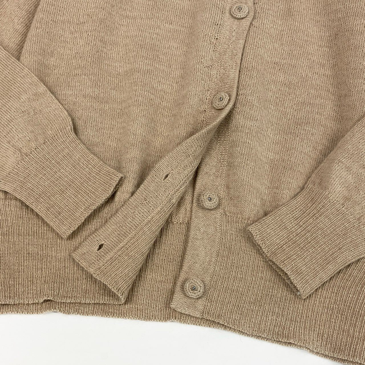 63d13 ROYAL ALPACA ロイヤルアルパカ ニットカーディガン ロングスリーブ レディース 女性用 サイズL ベージュ ベビーアルパカ100％ レディース 女性用u02t