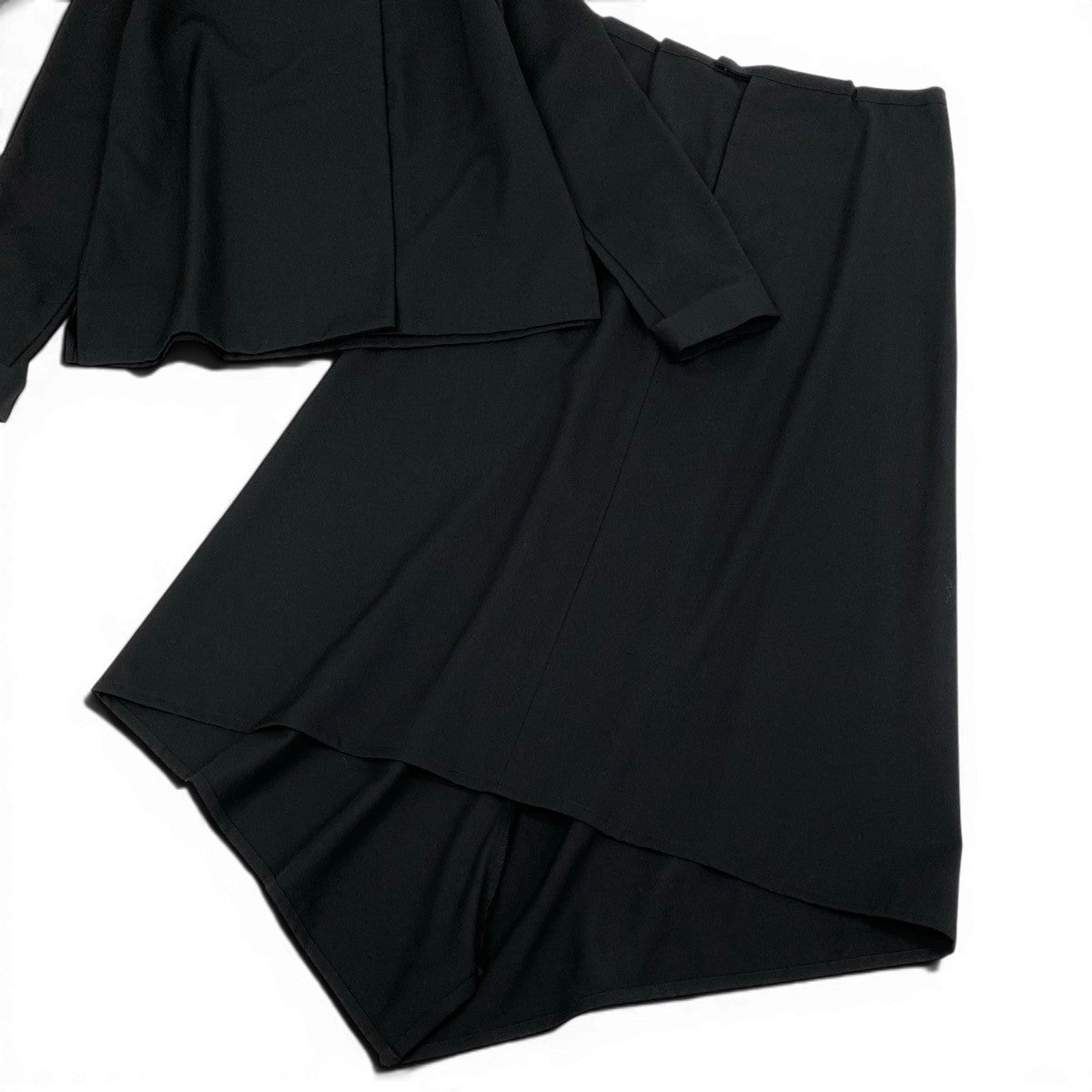 Af27 LIMI feu リミフゥ Yohji Yamamoto ヨウジヤマモト セットアップ シャツジャケット ロングスカート ブラック ウール100％ レディースo07t