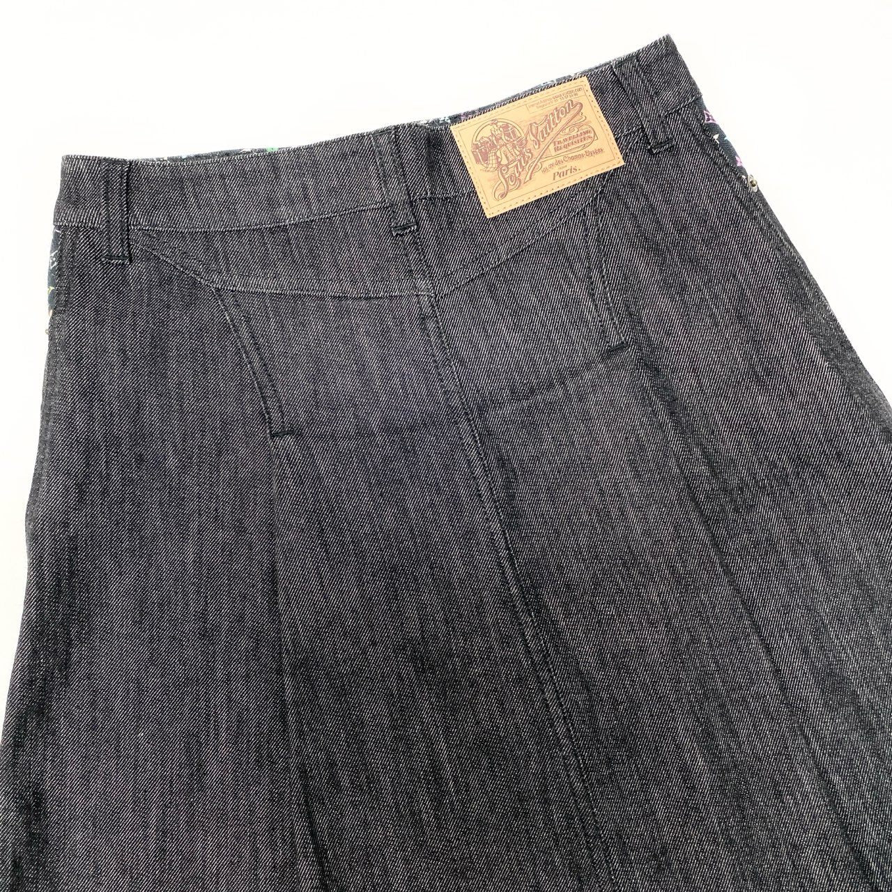Ib4 LOUIS VUITTON ルイヴィトン モノグラムマルチカラー デニムミニスカート ボトムス Monogram Multicolor Denim Mini Skirt 34 ブラック コットン レディースta1