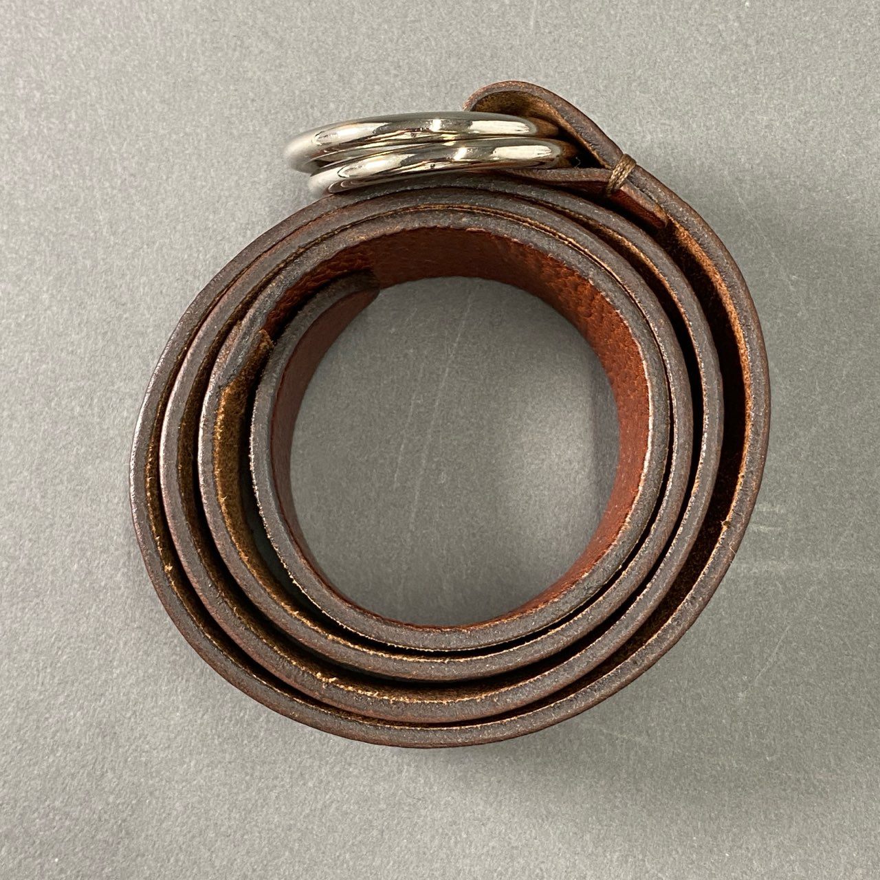 h3-2 BRUNELLO CUCINELLI ブルネロクチネリ リングベルト 90 ブラウン レザー Leather Belt イタリア製 小物