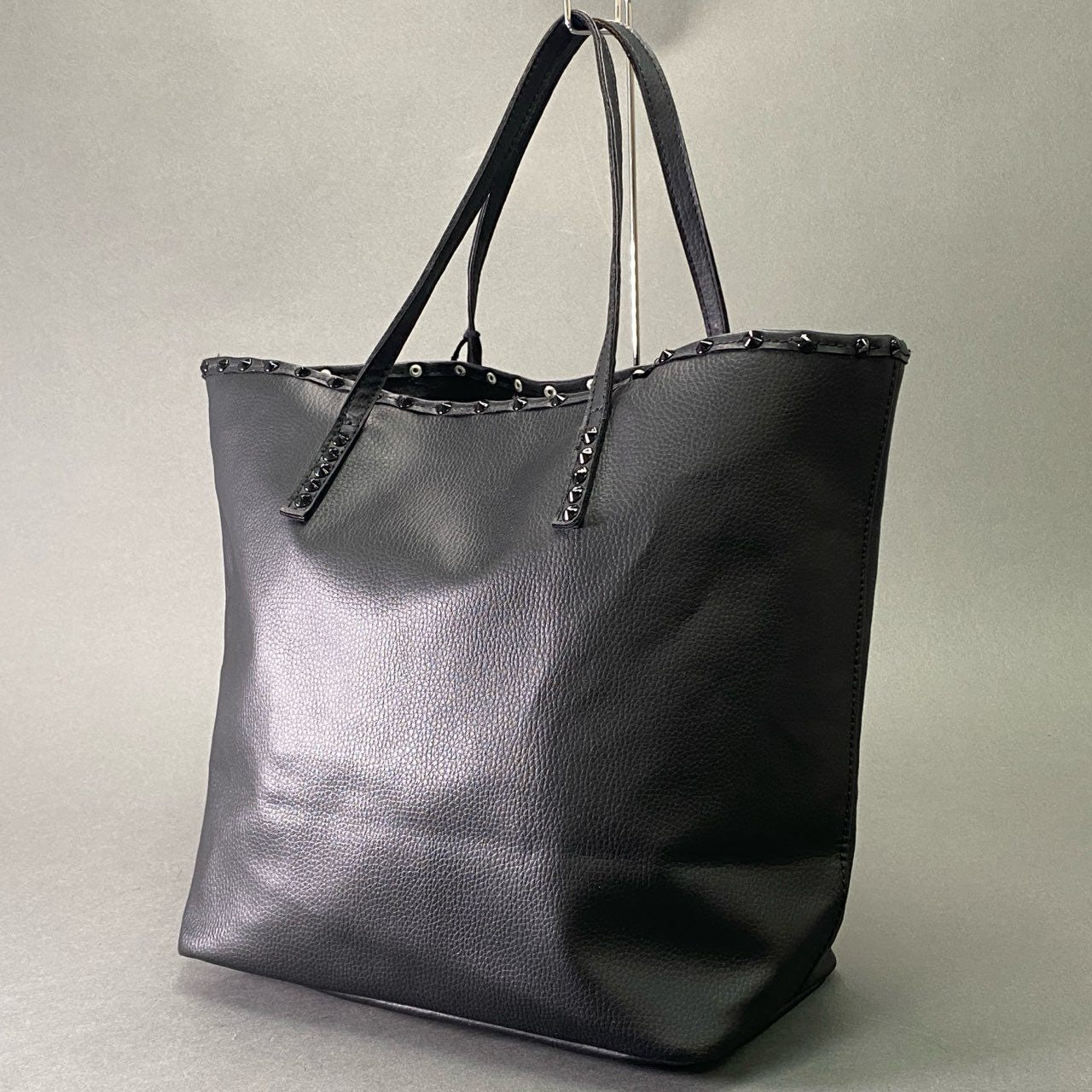 Dl9 《タグ付》 V2BRAND ブイツーブランド SPACE TOTE BAG スペースワッペン スタッズ レザートートバッグ ブラック Leather 宇宙 カバン