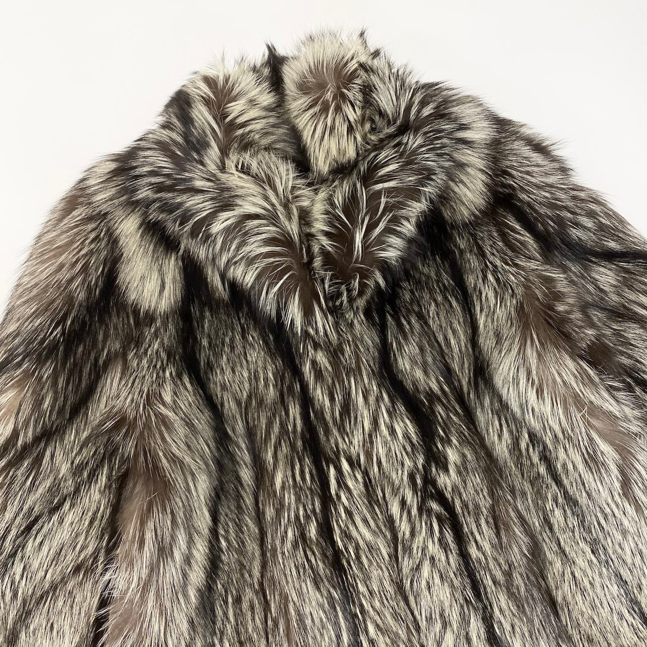 64c14 タグ付 Sun Rolian 極厚 シルバーフォックス ファーコート サイズ13 茶系 本毛皮 Silver Fox Fur Coatt18r